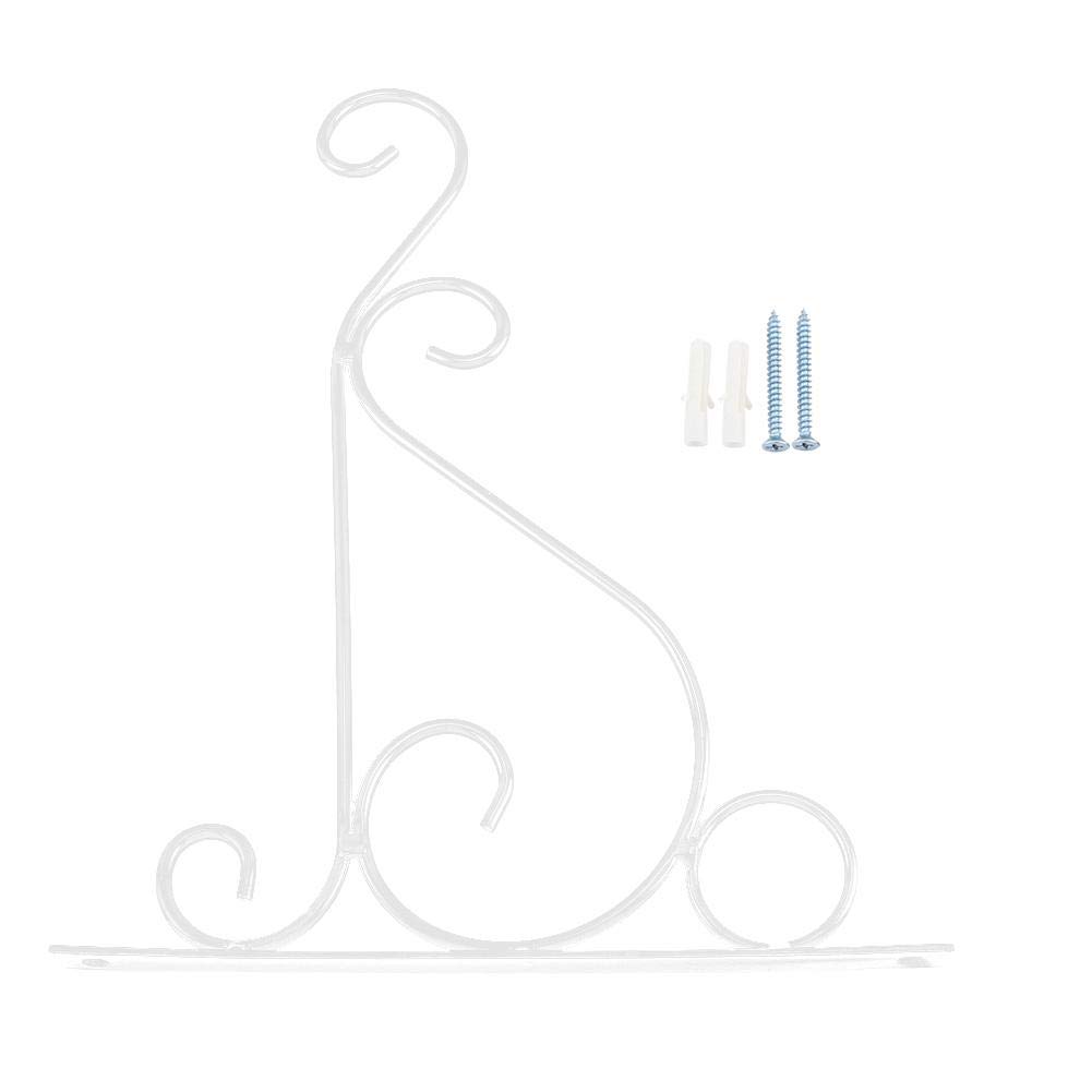Iron Plant Hanger Wall Hanging Bracket Flower Hook for Home Garden Decoration 25 * 21cm for Home(White)