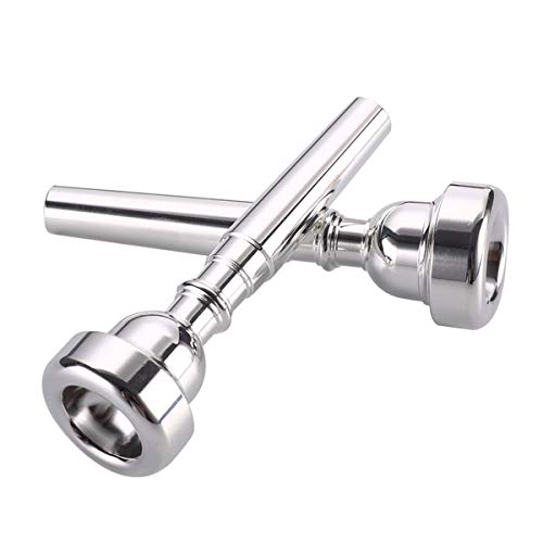 COOLOOK Trumpet Mouthpieces Set 3C 5C 7C (3 Pack) for Yamaha Bach Conn King Replacement Musical Instruments Accessories, Silver Plate with Microfiber Cleaning Cloth and Cleaning Brush