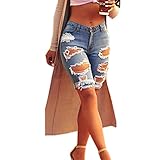 LIYT TOPSHOP Women's Fashion High Waist Ripped Hole Denim Shorts