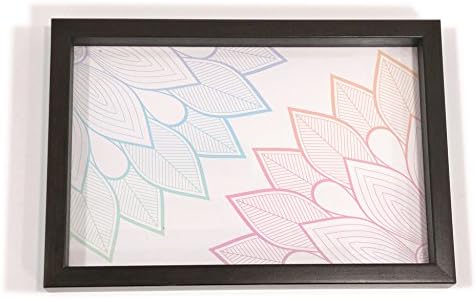 BRAHMA DESIGN Boho Corner Design Brown Border 8" x 12" Fibre Tray - Kitchen, Dining, Serving & Desk Tray is Made of Fibre Frame with Acrylic Insert in Rectangle Shape