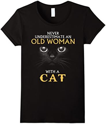 Women's Cat Costume Never underestimate an old woman with a cat Small Black