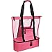 Mesh Beach Tote Bag for Women w Insulated Picnic Cooler and Zipper Top – Large