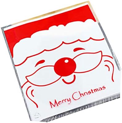 Mflbefulmel 100Pcs Self Adhesive Candy Bags Christmas Cookie Treat Bags Gift Pouch Cookie Fudge Bags Packaging OPP Bags Candies Cookies Sweets Gifts Bags Resealable Cellophane Bags 5#