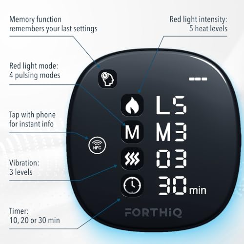 FORTHiQ RED+ Knee Massager with Heat and Red Light Therapy, Knee Brace with 5 Intensity Levels, 52 Red & Infrared Lights, Cordless, Adjustable for Knees, Elbows & Shoulders, Gift for Men & Women