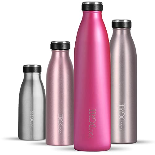 720°DGREE Edelstahl Trinkflasche “milkyBottle” - 1L - BPA-Frei, Auslaufsicher, Kohlensäure geeignet - Thermosflasche für Sprudel, Sport, Uni, Schule,