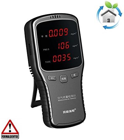 Air Quality Detector Indoor for Accurate Testing Formaldehyde(HCHO) Monitor Test Data Logger Detector Air Quality Meter with Time Display for Car Outdoor Detection