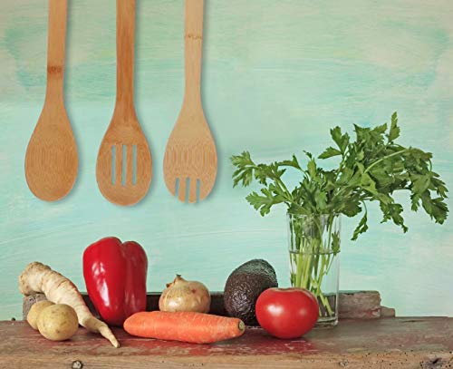 Artmeer Bamboo Utensil Set,Wooden Cooking Spoons and Spatulas,Kitchen Tools,Perfect for Nonstick Pan and Cookware - Thumbnail 5