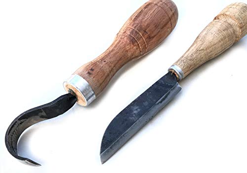 Spoon Carving Tool/Knife Set - 2pcs: Wood Carving Tool & Spoon Carving Hooked Knife. Best Set for Carving Spoons Bowls kuksa and Cups - by Stamesky. - Thumbnail 2