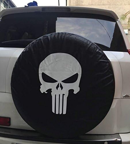 Ghost Pattern Leather Spare Wheel Tire Cover for Jeep Wrangler YJ TJ JK Rubicon 95-16 (15'')
