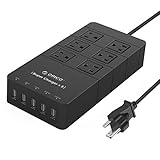ORICO 6 Outlets Surge Protector with 5 Ports 40W USB Charging Power Strip and 5 Feet Cord for Tablet, Cellphone, Laptop and More