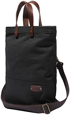 Tote Pannier Bag for Bicycles Alban Bike Bags Black Canvas Tote Pannier Bicycle Bag with Brown Leather Handles