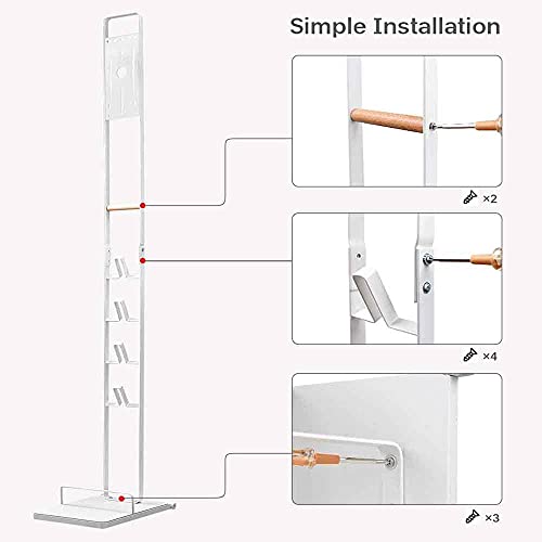 RUQIWEMI Vacuum Cleaner Stand Holder with Wheels for Dyson V15 V11 V10 V8 V7 V6, Metal Floor Stand Compatibel for Dreame T30 T20 V12 V11 V10,No Drilling the Wall (White)
