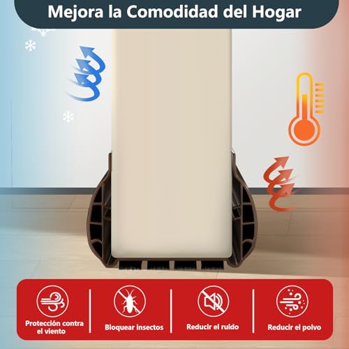 ISTENTINFY Guardapolvo y Protector para Puerta, 2 Piezas Cubre Polvo y Tira de Sellado para Puerta Exteriores e Interiores, Reduce el Ruido, Bloquea el Polvo y el Aire Frío, Marrón