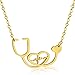 SXNK7 Stainless Steel Nurse Doctor Medical Stethoscope Bijoux Heartbeat Necklace Chain