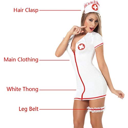 FONDBERYL-Costume-da-Infermiera-Sexy-con-Reggicalze-e-Berretto-di-Cosplay-delle-Donne-Vestito-Sexy-Lingerie-Intimo-da-Infermiera-Calze-Bianco-L