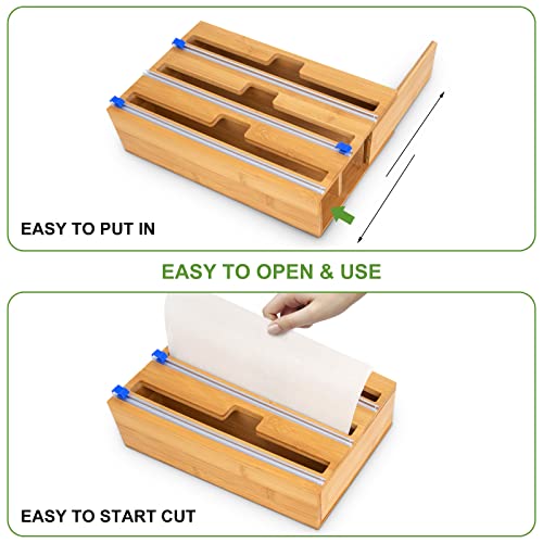 Wrap Dispenser With Cutter, Plastic Wrap, Aluminum Foil And Wax Paper