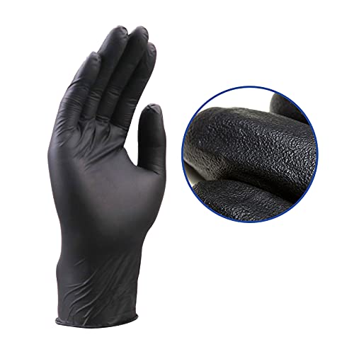 Wostar Black Disposable Nitrile Gloves Medium 4 mil 100pcs Powder Latex