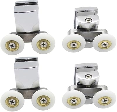 KEABATH Solid Zinc Alloy 23mm Shower Glass Door Rollers Twin Wheels 4 Pack