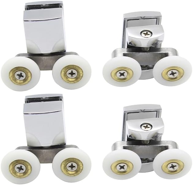 KEABATH Solid Zinc Alloy 23mm Shower Glass Door Rollers Twin Wheels 4 Pack