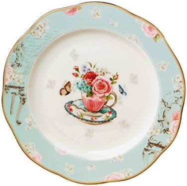 JSAron Porcelain 8-Inch Dessert Plate, Blue