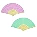 10pcs Multicolor Silk Folding Fan Bamboo Handheld Fans Silk Folded Fans for Home Decoration and Wedding, Party