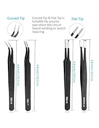 10PCS Precision ESD Tweezers y 170 Micro Cutter (1PC), Juego de pinzas antiestáticas ESD con bolsa + Micro Alicates de corte diagonal para electrónica, pavimentación, joyería, artesanía, trabajos de laboratorio, etc.