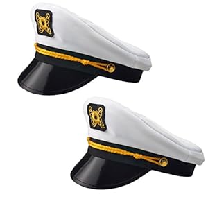 NJ Novelty Yacht Captain Hat Skipper Sailor Adult Costume Accessory, Set of 2 Hats