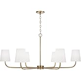 Capital Lighting 449461AD-706 Brody Transitional White Fabric Chandelier, 6-Light 360 Total Watts, 21" H x 47" W, Aged Brass