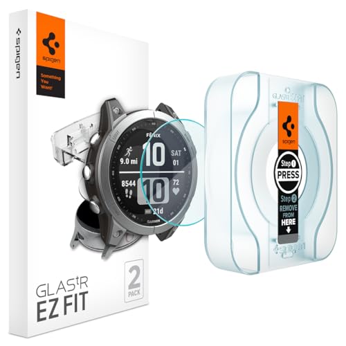 Spigen Tempered Glass Screen Protector [GlasTR EZ FIT] designed for Garmin Fenix 7 / Fenix 7 Solar / Fenix 7 Sapphire Solar / Fenix 7 Pro / Fenix 7 Pro Solar / Fenix 7 Pro Sapphire Solar / Epix(Gen 2) / Epix Pro[47mm] - 2 Pack
