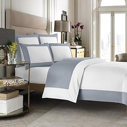 Home Textiles Full Queen White Blue Wamsutta Hotel Micro Cotton