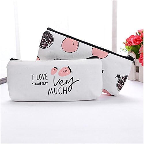 4 Pack Convenient and Practical Pencil Holders, Lovely Cute Fruits PU Leather Pencil Case, Canvas Pen Bag Pouch