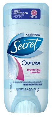 Secret Deodorant Outlast Clear Gel Protecting Powder 2.6 Ounce (76ml) (6 Pack)