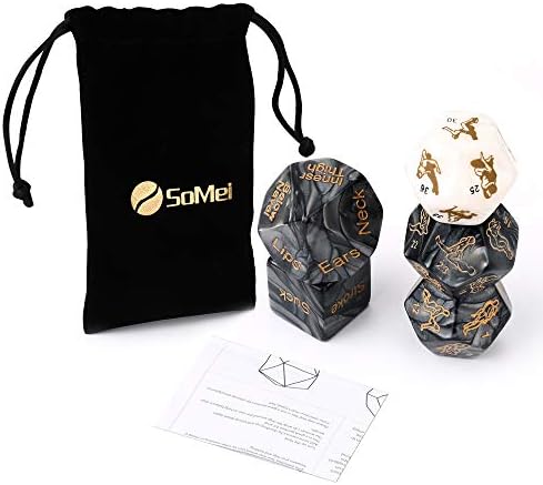 Couples Game Dice Set of 5 PCS, Funny Adult Novelty Games for Men and Women, Christmas Party Romantic and Wedding Gifts by Somei