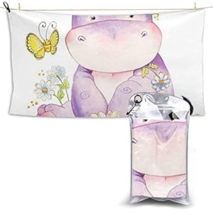 Microfiber Beach Towel Butterfly And Hippo Travel Towel For Camping, Swimming, Backpacking, Yoga, Gym, Sports 160X80 CM