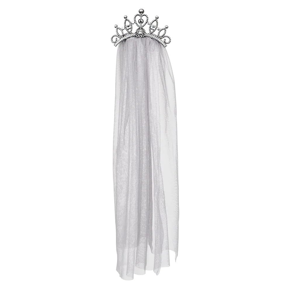 Boland Zombie Princess Tiara Headband with Veil – White, One Size – Perfect for Halloween, Horror Parties, and Cosplay
