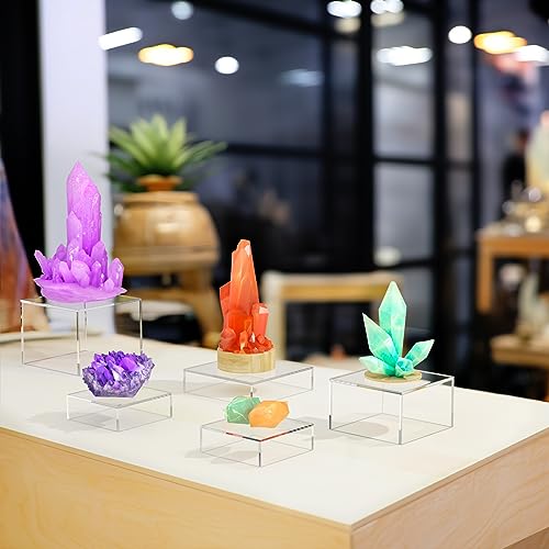 Niubee Buffet Risers, Food Display Stands For Party, 6Pcs Acrylic Risers Cake Collectible Jewelry Figures Show, Cube Dessert Table Nesting Riser With Hollow Bottoms 8"X9"X10(Clear)