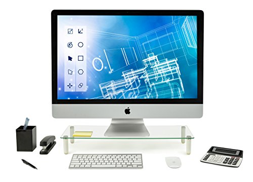 Mount-It! Glass Monitor Stand Laptop Stand, Ergonomic Desk Riser and Organizer, 22 Inches Wide Tempered Glass, 44 Lb Carrying Capacity (MI-7263)