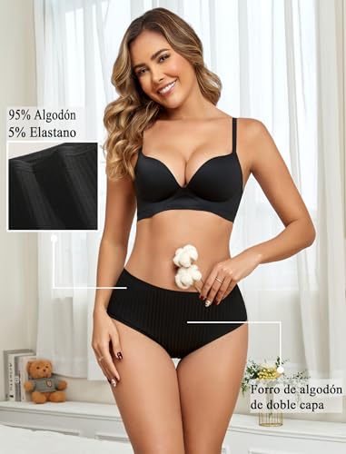 ALL OF ME Pack of 6 Women's Cotton High Waisted Underwear Women's Breathable Full Coverage Multi-Pack S-XXL