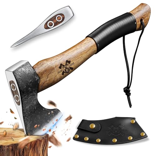 Grumpy Bear Camping Hatchet, Survival Axe with Sheath, High Carbon Steel and