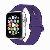 IYOU Sport Band Compatible with Watch Band 38MM 42MM 40MM 44MM, Soft Silicone Replacement Sport Strap Compatible with 2018 Watch Series 5/4/3/2/1(Purple,38MM, M/L)