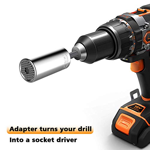 Christmas Gifts for Men,Universal Socket Wrench (7-19mm),Multi-Function Grip,Ratchet Tool Set,Power Drill Adapter,Tools Gifts for Dad,Father,Men,Him,Husband,Boyfriend,DIY Handyman,Women,Birthday Gift