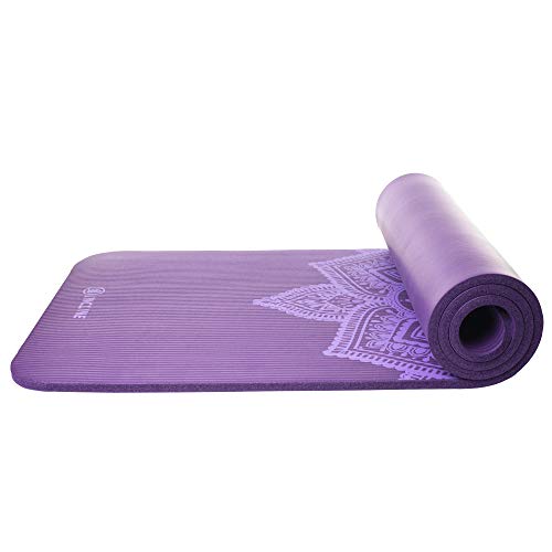 Incline Fit High Density Extra Thick & Long Comfort Foam Exercise Yoga Mat for Pilates, Fitness & Workout with Carrying Strap, 72" x 24" x 1/2", Violet Mandala