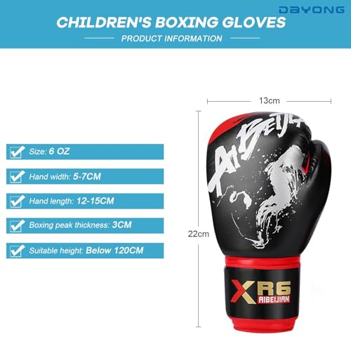 DAYONG Kids Boxing Gloves, PU Boxing Training Gloves, 3-9 Years Boys and Girls Punching Gloves for Kickboxing Sanda Training