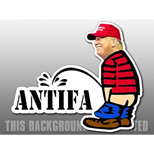 Amazon Com Trump Pissing Antifa Shaped Sticker Funny Peeing Gop Calvin Anti Left Fascists Kitchen Dining