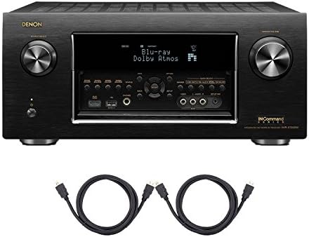 Denon AVR X7200WA 9.2 Channel Full 4K Ultra HD AV Receiver with 11.2 channel processing, Wi-Fi, Bluetooth, Dolby Atmos Package Bundle 2 x 6ft high speed HDMI cables (Bundle)