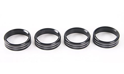 Aluminum Alloy Car Inner side Air Conditioner Switch Knob Ring Cover Trim For Ford F150 XLT 2016 2017 2018 (Black)