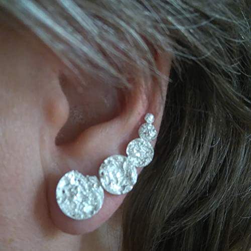 Pendientes Trepadores en Plata Esterlina Hechos a Mano, Pendientes Ear