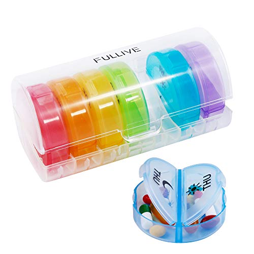 Daily Pill Organizer (Twice-a-Day) - Weekly AM/PM Pill Box,Round Medicine Organizer,7 Day Pill Container,Vitamin Organizer for Vitamin/Fish Oils/Supplement