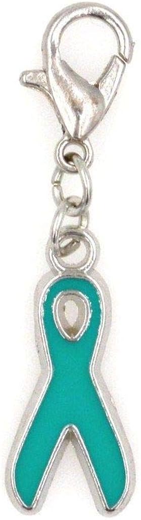It's All About...You! Teal Awareness Ribbon Clip on Charm Perfect for Necklaces and Bracelets 97Aa