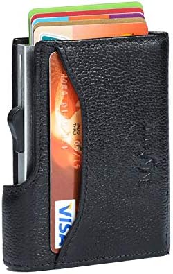 Updated RFID Blocking Card Case,Men's Minimalist Genuine Leather Wallet Automatic Pop-up ID Credit Card Holder